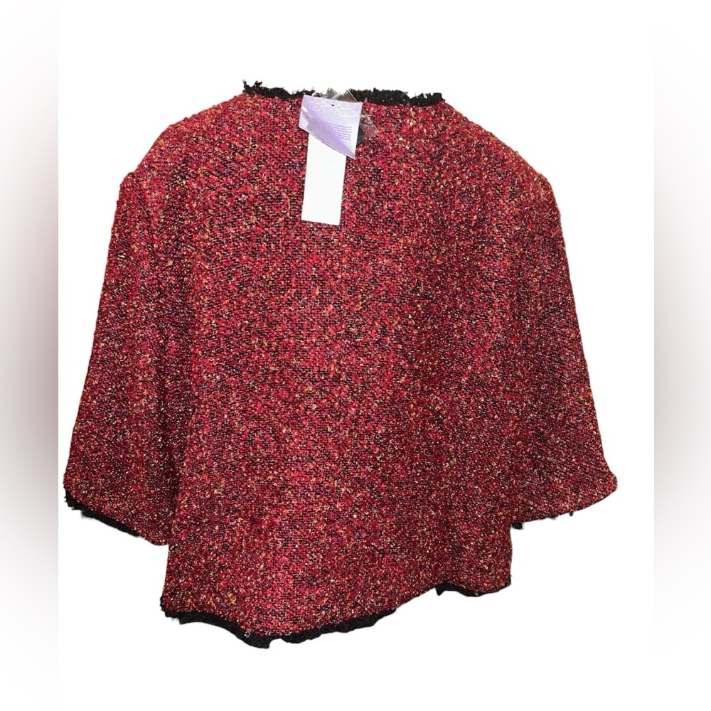 Hot in Hollywood Red Tweed Boxy Jacket with Black Trim - Picture 4 of 9
